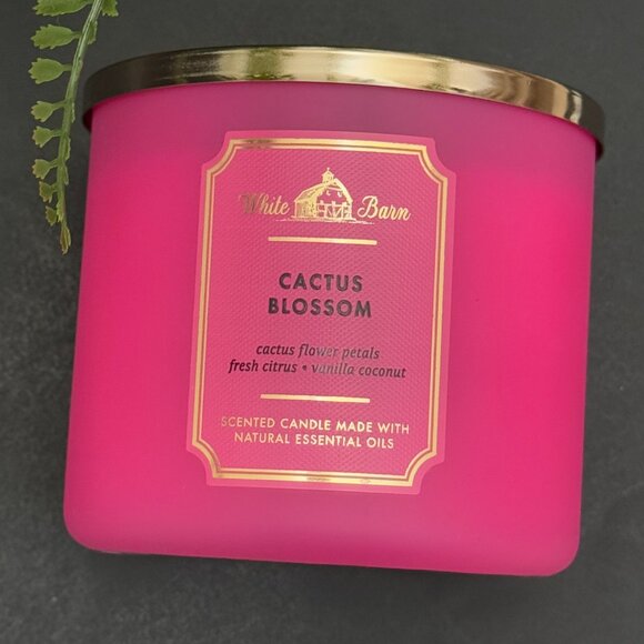 BBW Cactus Blossom White Barn Bath & Body Works 3 Wick Candle - Picture 5 of 10